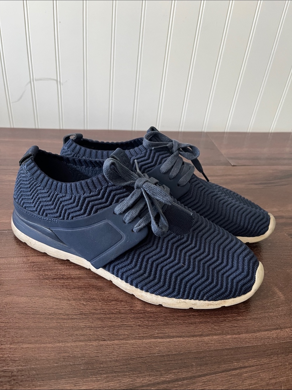 UGG Navy Knit Lace-Up Sneakers